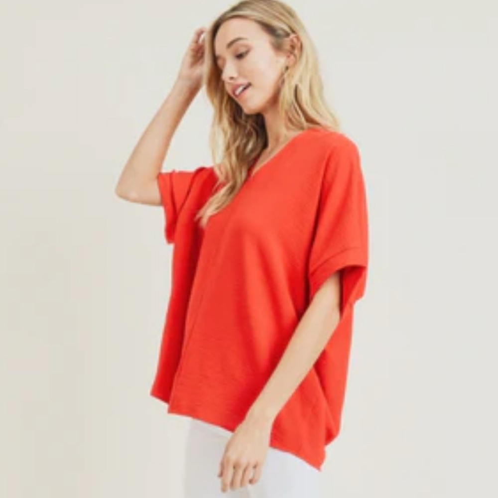 Free People Red Short Sleeve Tee Size Large